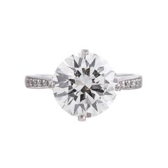 3.71 Carat Round Diamond Platinum Solitaire Ring 12