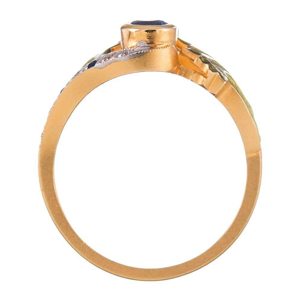 Women's Masriera Plique a Jour Enamel Gemstone Diamond Gold Ring