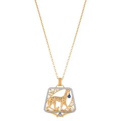 Masriera Plique a Jour Enamel Sapphire Diamond Gold Pendant