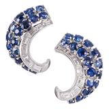1950s Sapphire Diamond Platinum Earrings