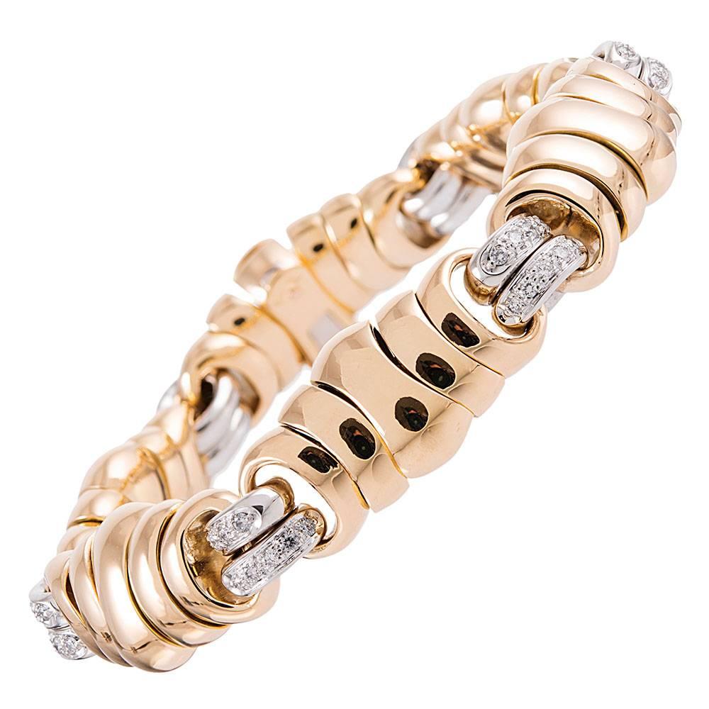 Pomelatto Diamond Yellow Gold Link Bracelet