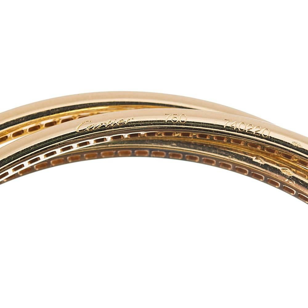 Cartier Trinity Rolling Diamond Yellow Gold Bangle Bracelets In Excellent Condition In Carmel-by-the-Sea, CA