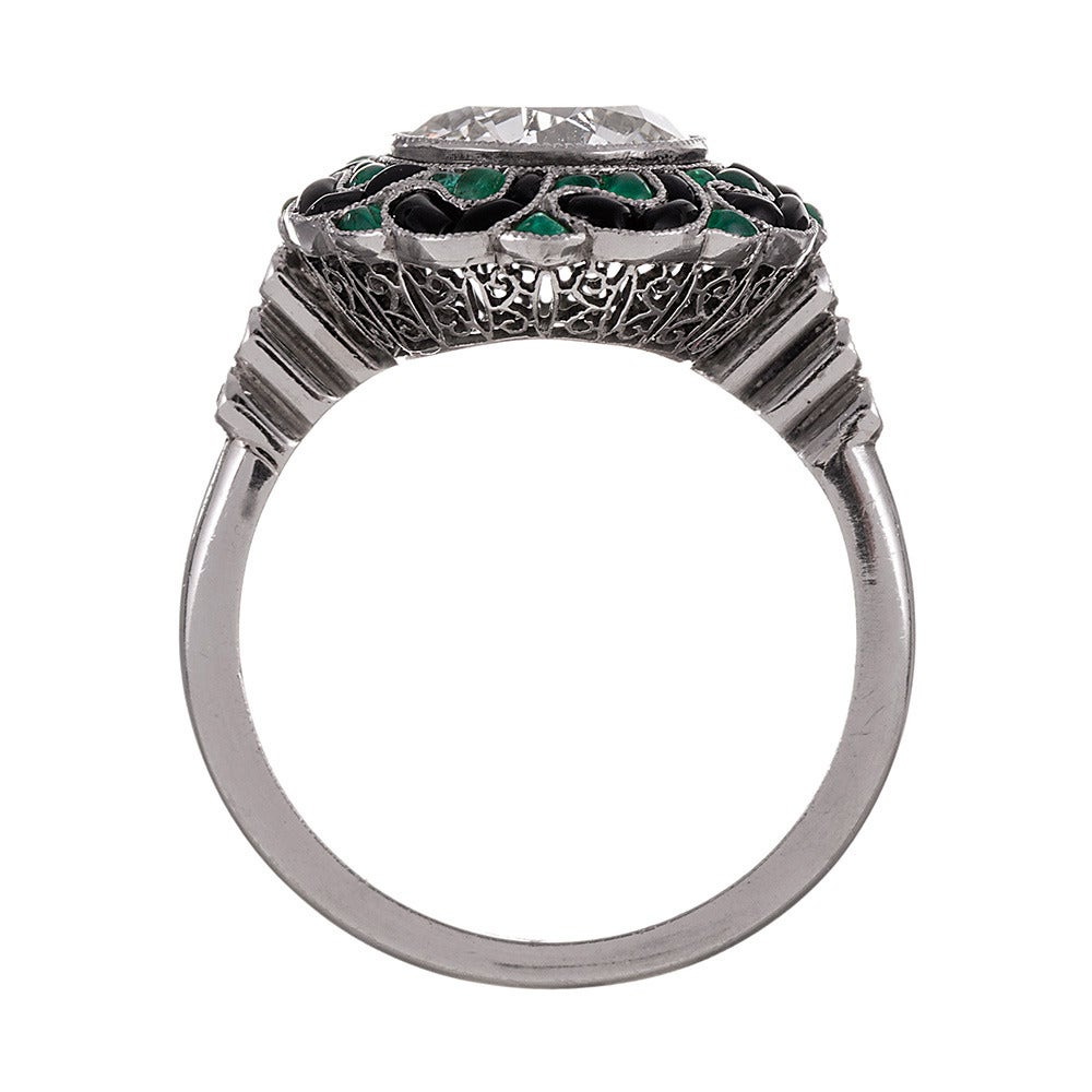 2.13 Carat Diamond Emerald Platinum Ring at 1stDibs