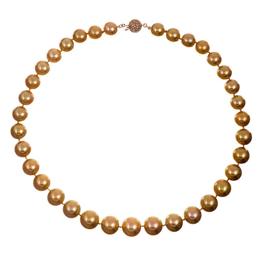 11mm to 15mm Natural Color Golden South Sea Pearl Necklace