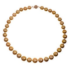 11mm to 15mm Natural Color Golden South Sea Pearl Necklace