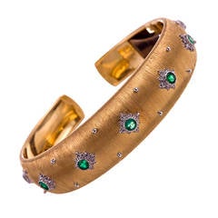Buccellati Emerald Gold Cuff Bracelet