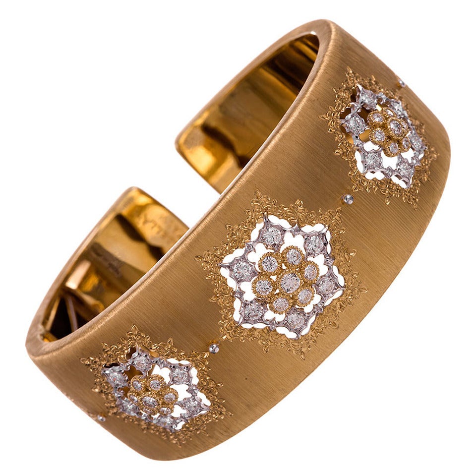 Buccellati Diamond Gold Cuff Bracelet