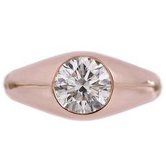 Round Diamond Gold Gypsy Ring