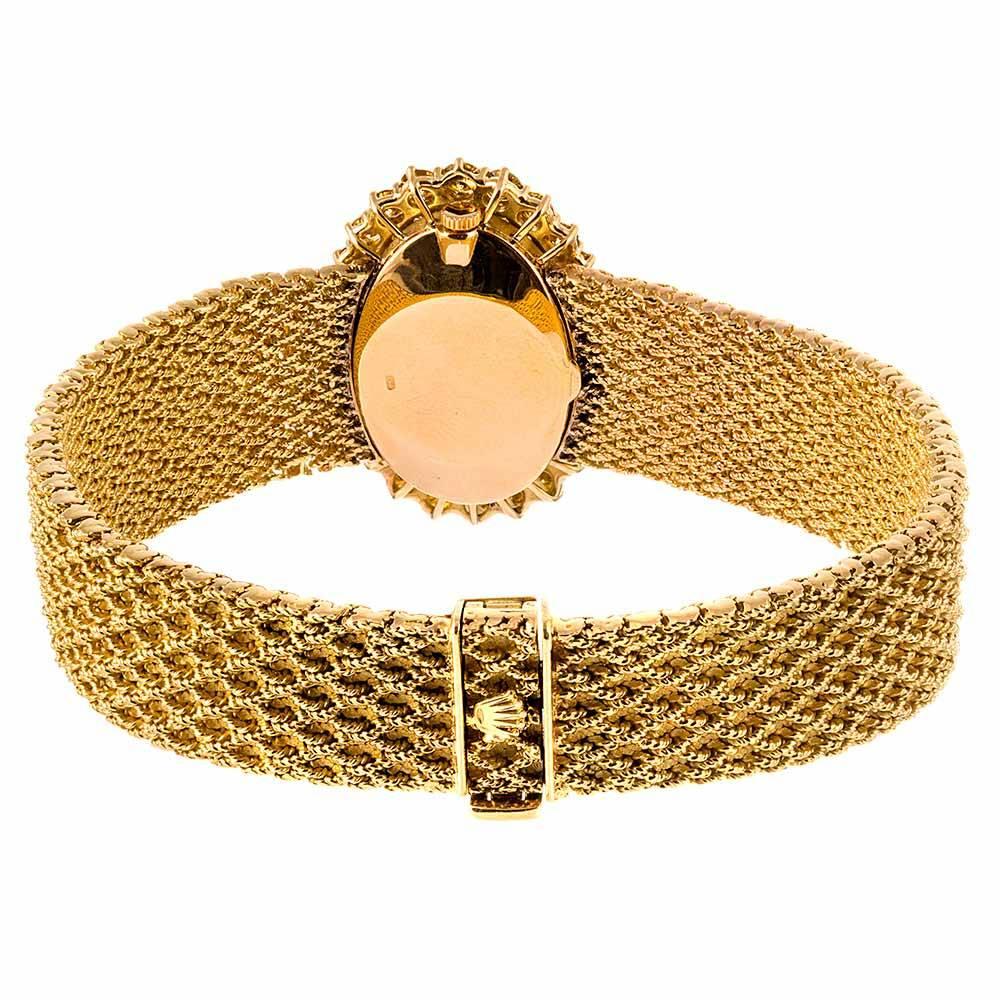 Women's Rolex Ladies yellow gold Orchid Fancy Yellow Diamond Bezel Onyx Dial Wristwatch