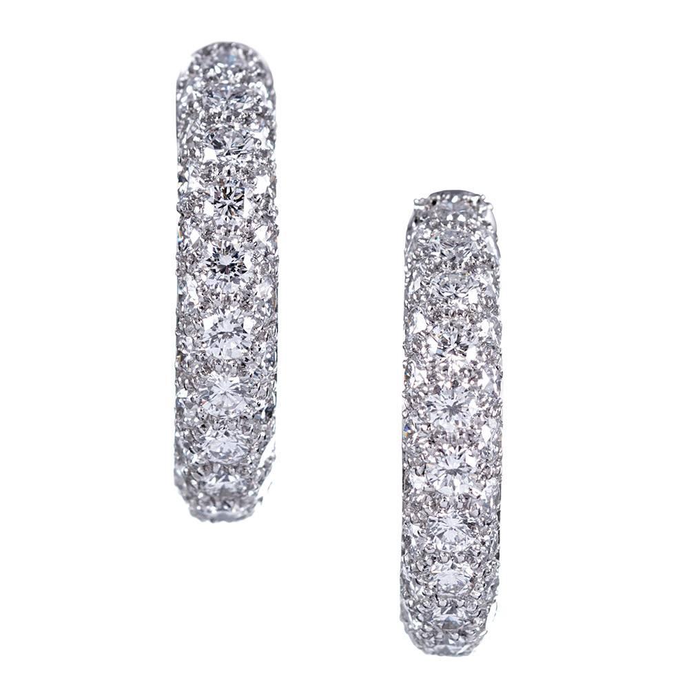 Tiffany & Co. Pave Diamond Etoile Hoop Earrings