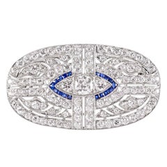 Art Deco Diamond and Sapphire Brooch 1