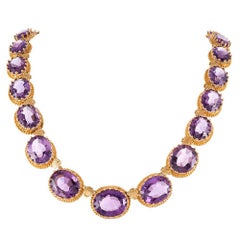 Antique Victorian Amethyst Granulated Gold Collar 1