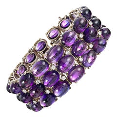 Cabochon Amethyst and Diamond Bracelet