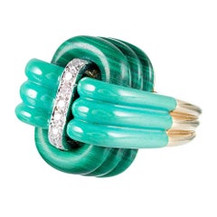 1960s Stacked Malachite and Diamond Ring