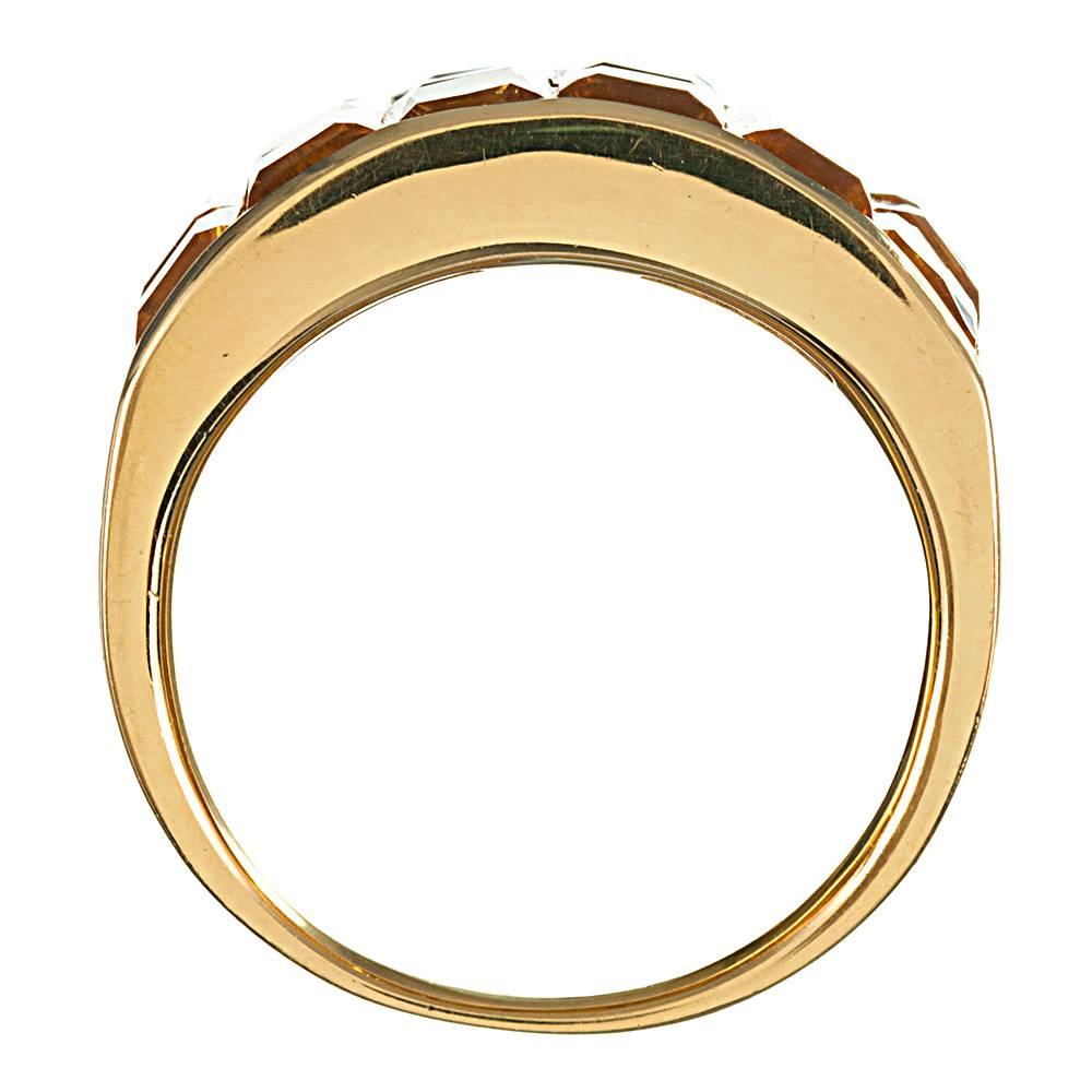 Women's or Men's Wide Tile Set Citrine Ring