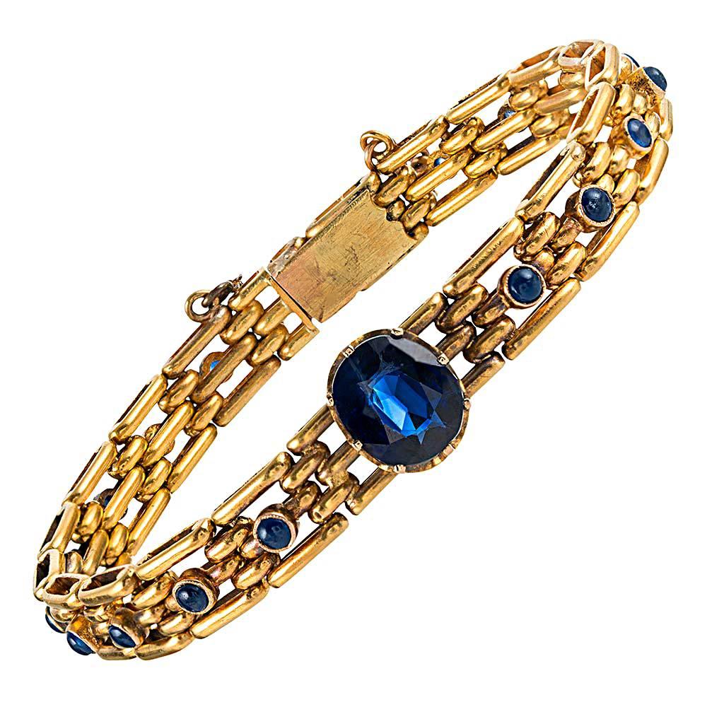 Antique Russian Sapphire Gold Bracelet