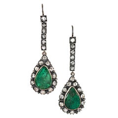 Victorian Emerald and Diamond Drop Earrings