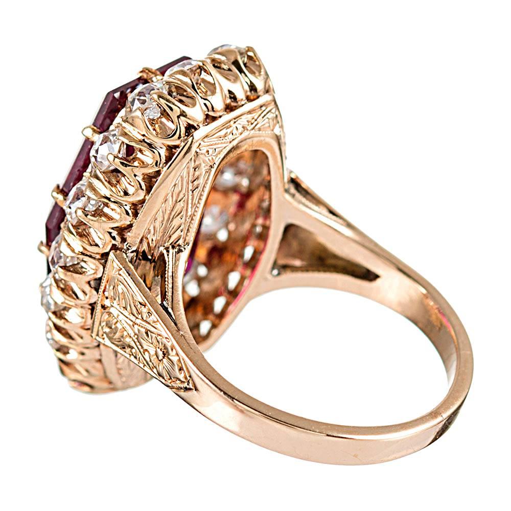 11 Carat Hexagonal Lozenge Rubellite and Diamond Ring In Excellent Condition In Carmel-by-the-Sea, CA
