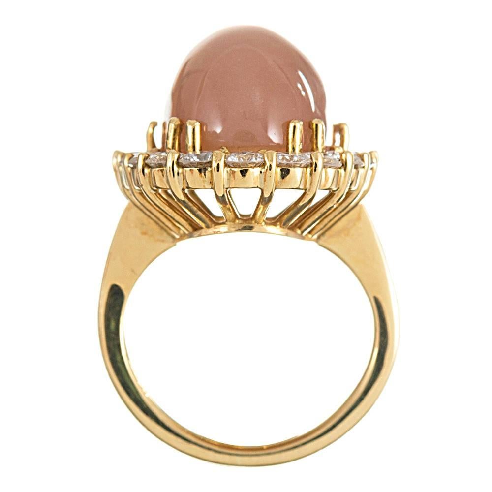 Women's 24 Carat Tangerine Moonstone and Diamond Cluster Ring