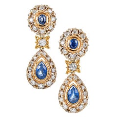 Hand-Textured Sapphire and Diamond “Day-to-Night” Earrings
