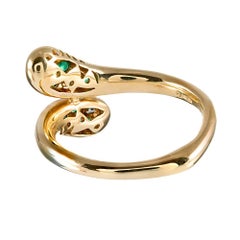 Emerald and Diamond Bypass Ring, Signed Ugo Cala