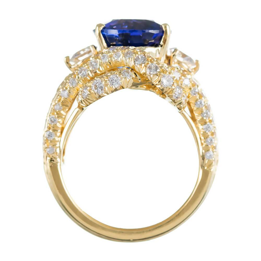 Women's Henry Dunay 6.41 Carat Oval Tanzanite Diamond Ring