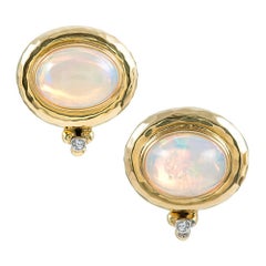 Contemporary Opal and Diamond Earrings