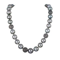 Tahitian South Sea Pearl and Black Diamond Necklace