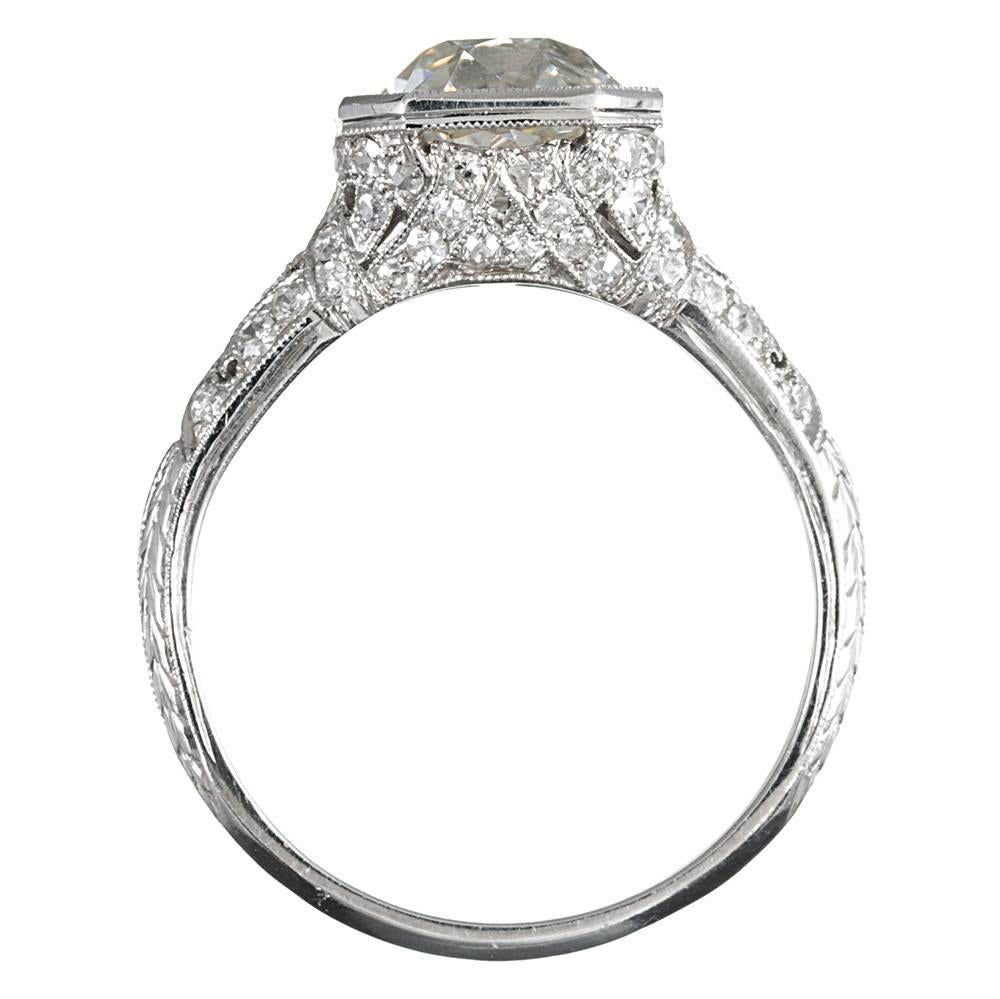 Women's 2.13 Carat Old Mine Cut Art Deco Diamond Ring