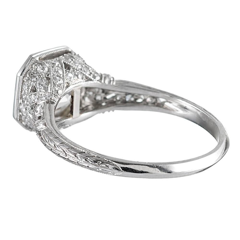 2.13 Carat Old Mine Cut Art Deco Diamond Ring In Excellent Condition In Carmel-by-the-Sea, CA
