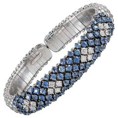 Flexible Diamond and Tanzanite Bangle Bracelet Flexible Diamond and Tanzanite Bangle Bracelet