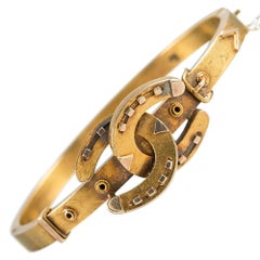 Victorian Double Horseshoe and Buckle Bangle Bracelet