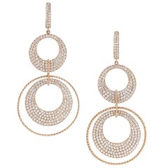 Rose Gold Double Circle Drop Earrings