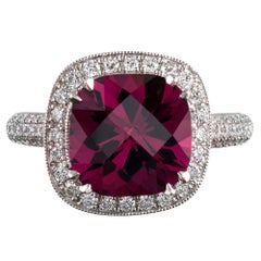 4.72 Carat Gem Pink Tourmaline and Diamond Ring