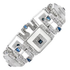 Rock Crystal Sapphire Diamond Link Bracelet