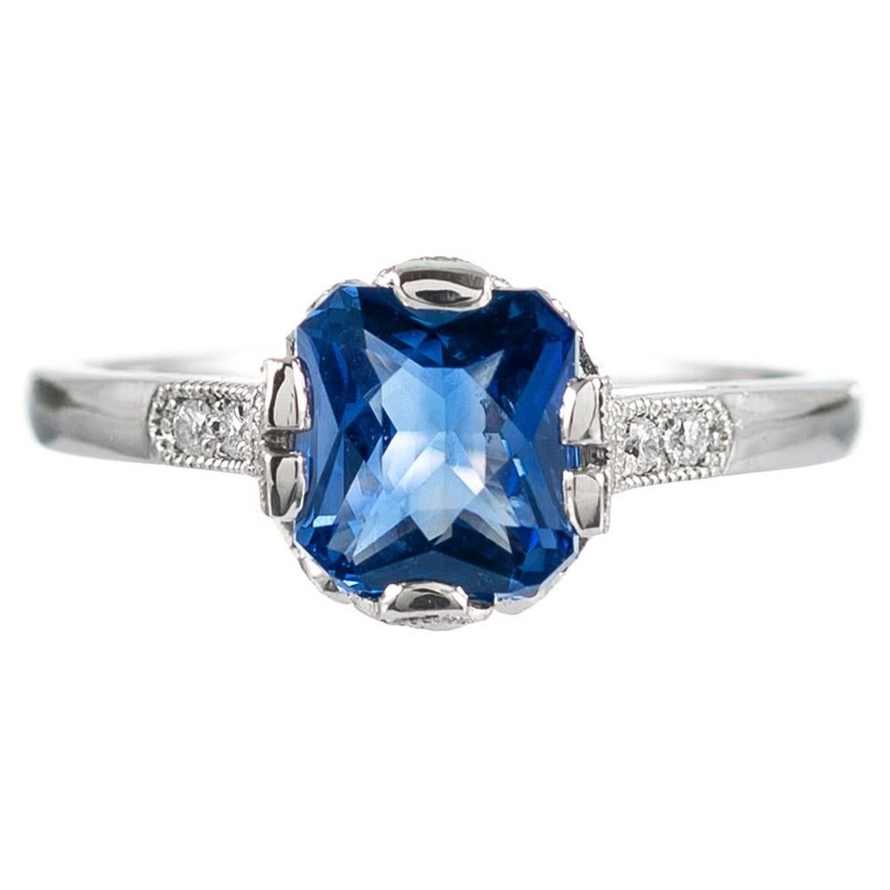 1.60 Carat No Heat Sapphire and Diamond Ring, Signed Lucie Campbell