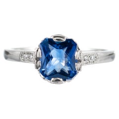 1.60 Carat No Heat Sapphire and Diamond Ring, Signed Lucie Campbell