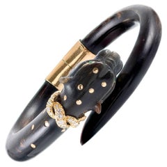 Carved Ebony Panther Bracelet, Signed “Rance”