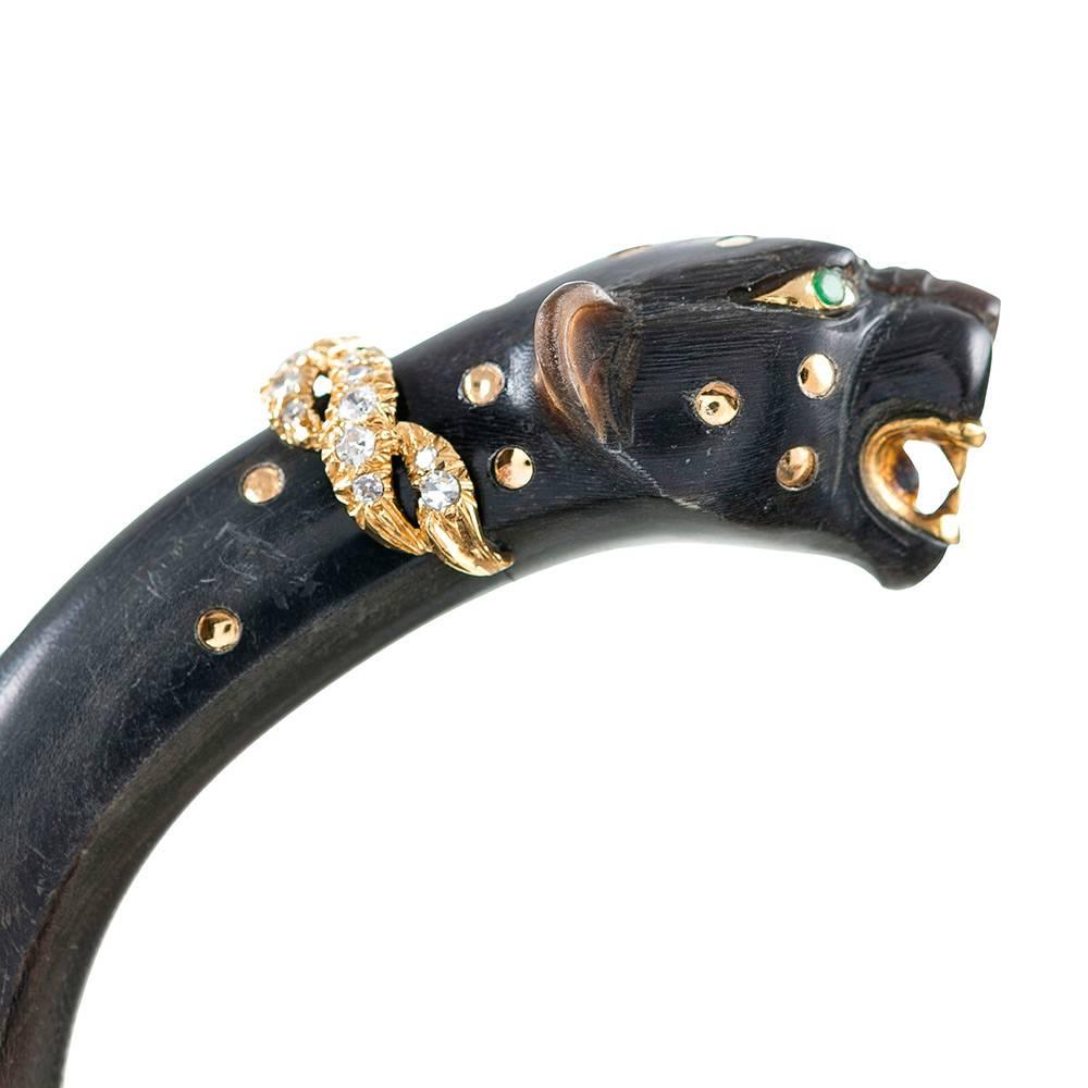 Carved Ebony Panther Bracelet, Signed “Rance” In Excellent Condition In Carmel-by-the-Sea, CA