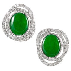 Jadeite Diamond Infinity Cluster Ear Studs