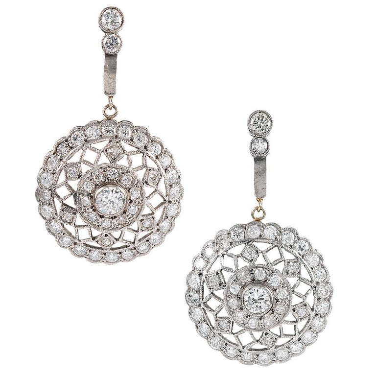 Handmade Diamond Chandelier Earrings For At 1stdibs Handmade Diamond Lace Earrings