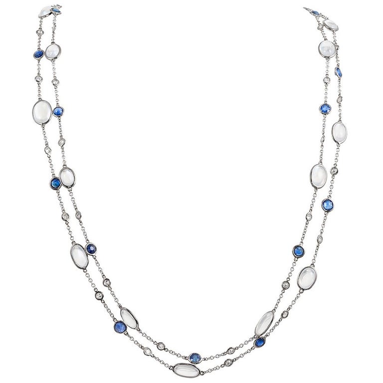 Diamond, Sapphire and Moonstone Chain For Sale