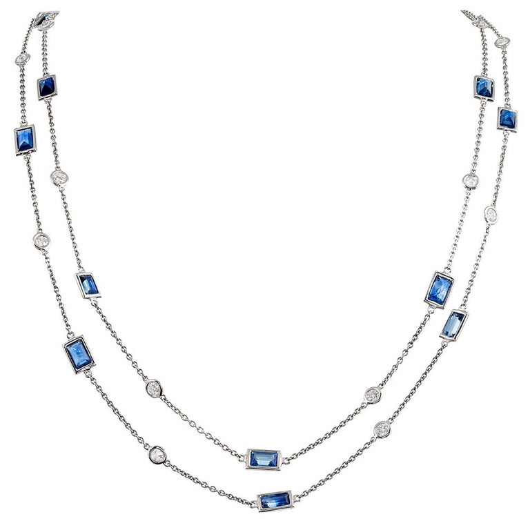 Diamond and Sapphire Chain For Sale