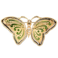 Antique Jade and Diamond Butterfly Pin or Pendant