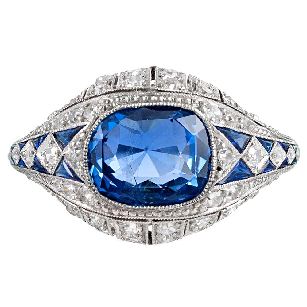 3.22 Carat No Heat Ceylon Sapphire and Diamond Ring