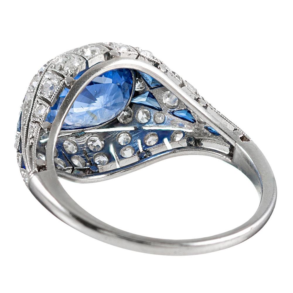 3.22 Carat No Heat Ceylon Sapphire and Diamond Ring In Good Condition In Carmel-by-the-Sea, CA