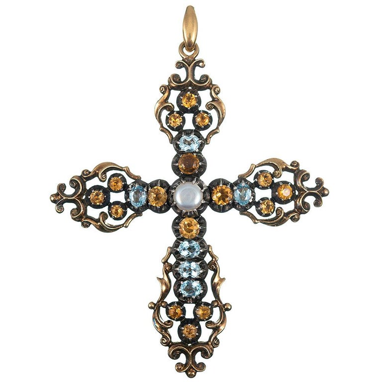 Large Antique Gemstone Cross For Sale at 1stDibs large antique cross