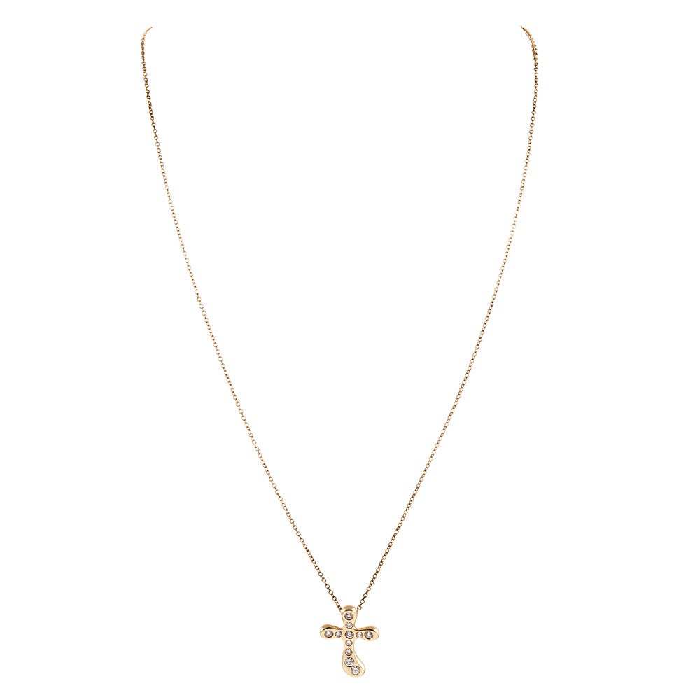 Tiffany & Co. Elsa Peretti Diamond Gold Necklace and Earrings Suite