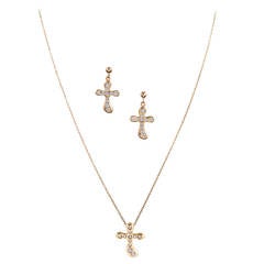 Tiffany & Co. Elsa Peretti Diamond Gold Necklace and Earrings Suite 1