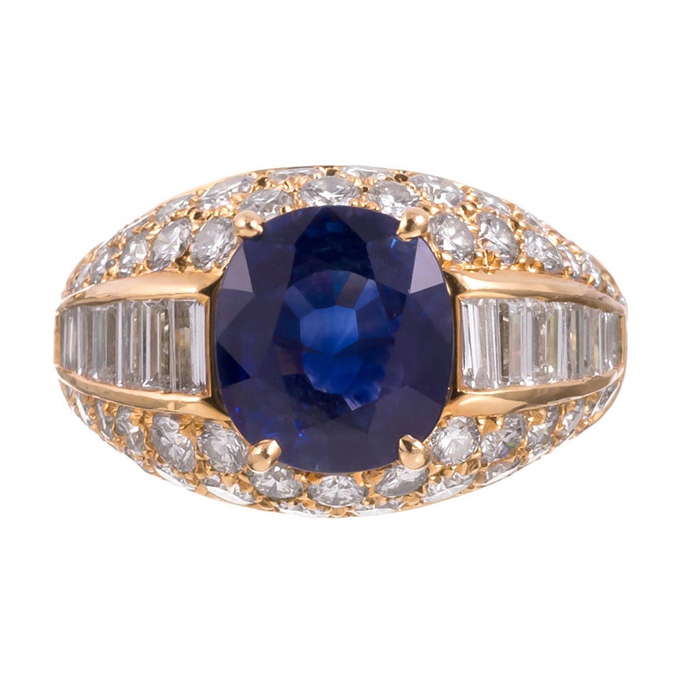 Bulgari 5.07 Carat Sapphire Diamond Gold Ring